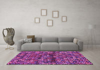 Machine Washable Abstract Purple Contemporary Rug, wshcon708pur