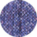 Round Machine Washable Abstract Blue Contemporary Rug, wshcon708blu