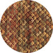 Round Machine Washable Abstract Brown Contemporary Rug, wshcon708brn