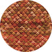 Square Abstract Orange Contemporary Rug, con708org