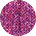 Round Machine Washable Abstract Pink Contemporary Rug, wshcon708pnk