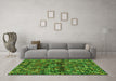 Machine Washable Abstract Green Contemporary Area Rugs in a Living Room,, wshcon708grn