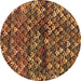 Round Abstract Brown Contemporary Rug, con708brn