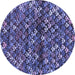 Round Abstract Blue Contemporary Rug, con708blu