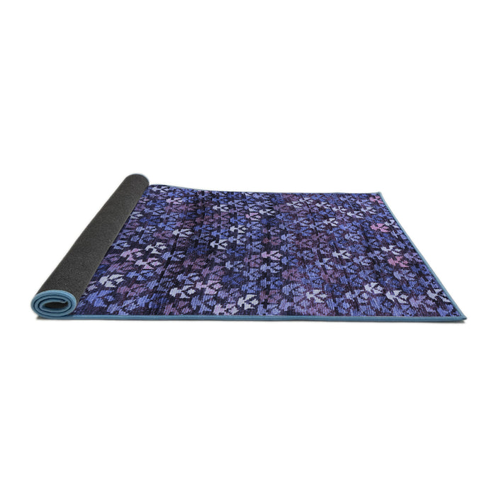 Sideview of Abstract Blue Contemporary Rug, con708blu