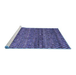 Sideview of Machine Washable Abstract Blue Contemporary Rug, wshcon709blu