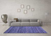 Machine Washable Abstract Blue Contemporary Rug, wshcon709blu