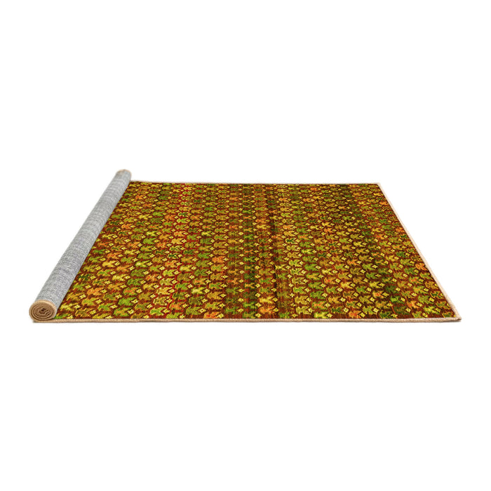 Sideview of Machine Washable Abstract Yellow Contemporary Rug, wshcon709yw