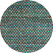 Round Abstract Light Blue Contemporary Rug, con709lblu