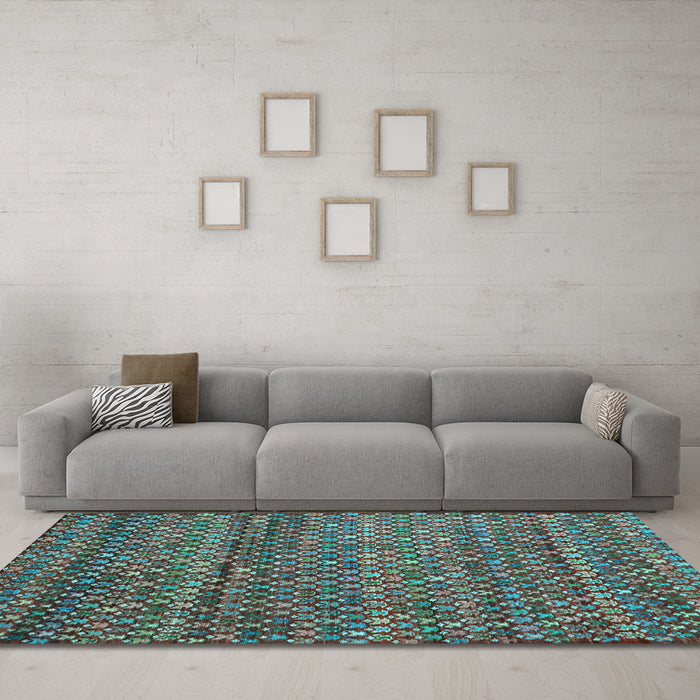 Machine Washable Abstract Light Blue Contemporary Rug in a Living Room, wshcon709lblu