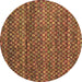 Round Abstract Brown Contemporary Rug, con709brn