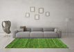 Machine Washable Abstract Green Contemporary Area Rugs in a Living Room,, wshcon709grn