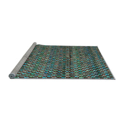 Sideview of Machine Washable Abstract Light Blue Contemporary Rug, wshcon709lblu