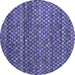 Round Abstract Blue Contemporary Rug, con709blu