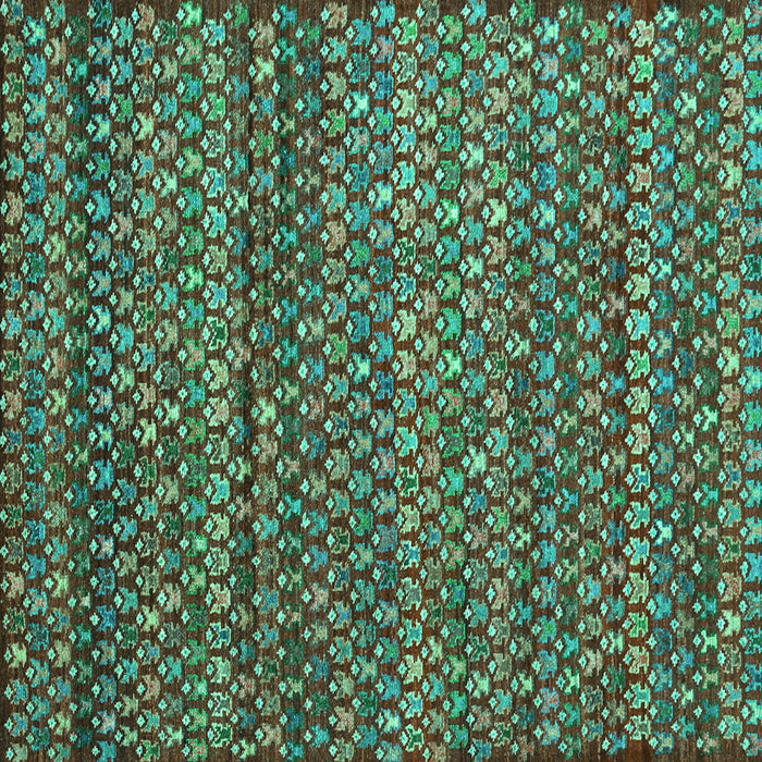 Square Machine Washable Abstract Turquoise Contemporary Area Rugs, wshcon709turq