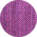 Round Machine Washable Abstract Purple Contemporary Area Rugs, wshcon709pur