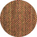 Round Machine Washable Abstract Brown Contemporary Rug, wshcon709brn