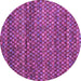 Round Abstract Purple Contemporary Rug, con709pur