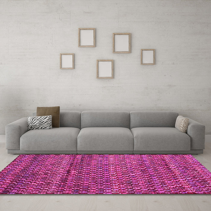 Machine Washable Abstract Pink Contemporary Rug in a Living Room, wshcon709pnk