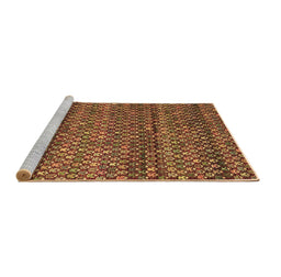 Sideview of Machine Washable Abstract Brown Contemporary Rug, wshcon709brn