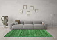 Machine Washable Abstract Emerald Green Contemporary Rug, wshcon709emgrn