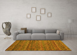 Machine Washable Abstract Yellow Contemporary Rug in a Living Room, wshcon709yw