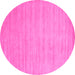 Round Machine Washable Solid Pink Modern Rug, wshcon70pnk