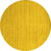 Round Solid Yellow Modern Rug, con70yw