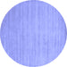 Round Solid Blue Modern Rug, con70blu