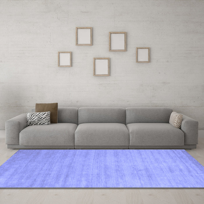Machine Washable Solid Blue Modern Rug in a Living Room, wshcon70blu