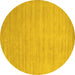 Round Machine Washable Solid Yellow Modern Rug, wshcon70yw