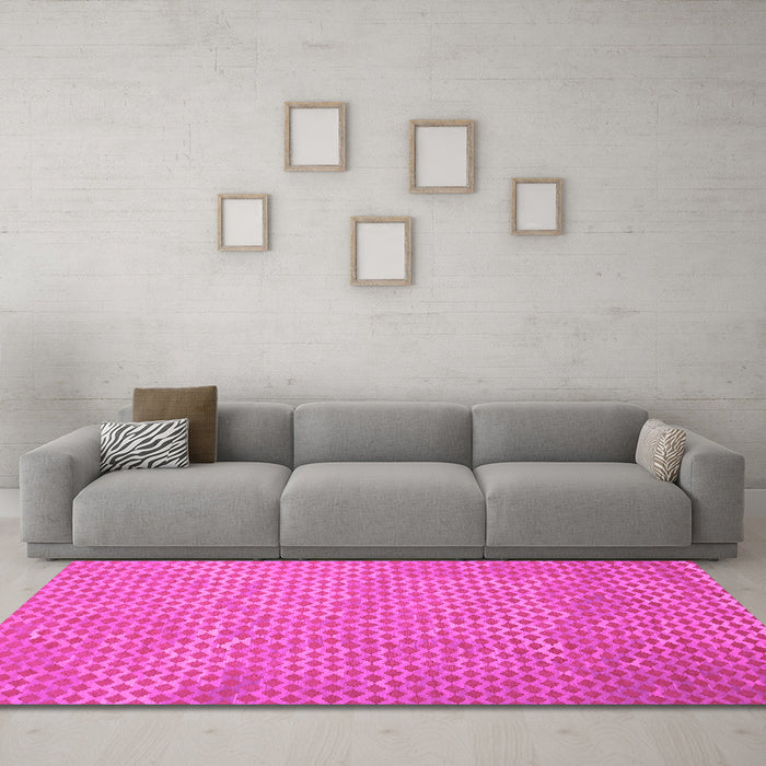 Machine Washable Abstract Pink Contemporary Rug in a Living Room, wshcon710pnk