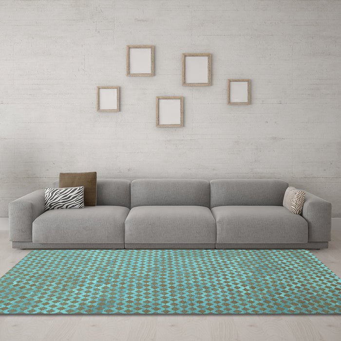 Machine Washable Abstract Light Blue Contemporary Rug in a Living Room, wshcon710lblu
