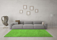 Machine Washable Abstract Green Contemporary Rug, wshcon710grn