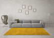 Machine Washable Abstract Yellow Contemporary Rug in a Living Room, wshcon710yw