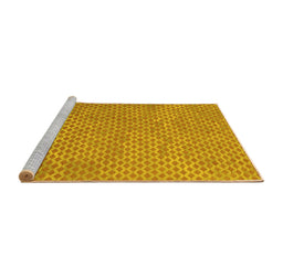 Sideview of Machine Washable Abstract Yellow Contemporary Rug, wshcon710yw