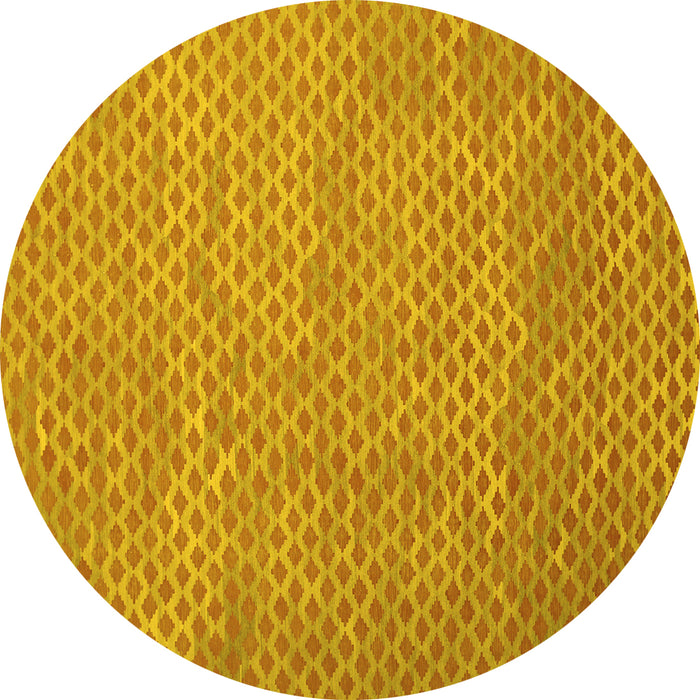 Round Abstract Yellow Contemporary Rug, con710yw