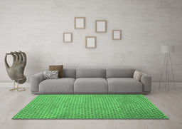 Machine Washable Abstract Emerald Green Contemporary Area Rugs in a Living Room,, wshcon710emgrn