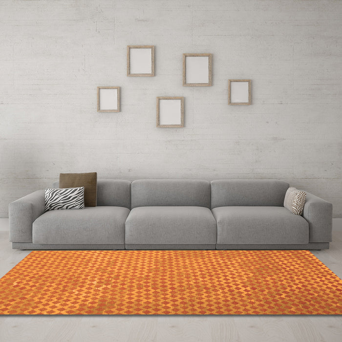 Machine Washable Abstract Orange Contemporary Area Rugs in a Living Room, wshcon710org