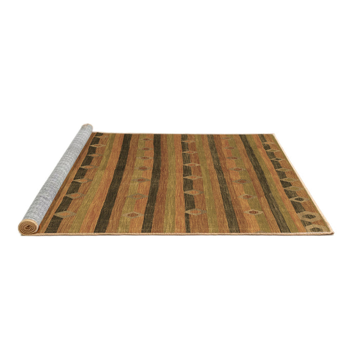 Sideview of Machine Washable Abstract Brown Contemporary Rug, wshcon711brn