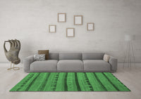 Machine Washable Abstract Emerald Green Contemporary Rug, wshcon711emgrn