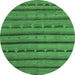 Round Machine Washable Abstract Emerald Green Contemporary Area Rugs, wshcon711emgrn