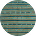 Round Abstract Light Blue Contemporary Rug, con711lblu