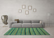 Machine Washable Abstract Turquoise Contemporary Area Rugs in a Living Room,, wshcon711turq