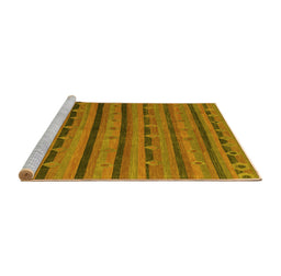 Sideview of Machine Washable Abstract Yellow Contemporary Rug, wshcon711yw