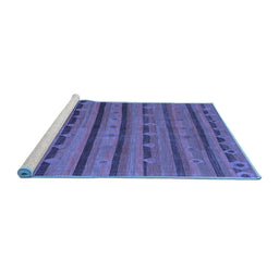Sideview of Machine Washable Abstract Blue Contemporary Rug, wshcon711blu