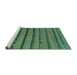 Sideview of Machine Washable Abstract Turquoise Contemporary Area Rugs, wshcon711turq