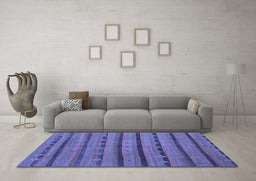 Machine Washable Abstract Blue Contemporary Rug in a Living Room, wshcon711blu