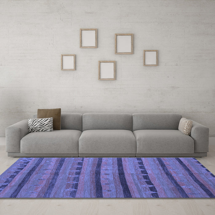 Machine Washable Abstract Blue Contemporary Rug in a Living Room, wshcon711blu
