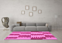 Machine Washable Abstract Pink Contemporary Rug, wshcon712pnk